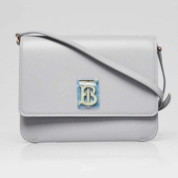 Burberry Heather Melange Smooth Leather Mini TB Shoulder Bag - Picture 1 of 11